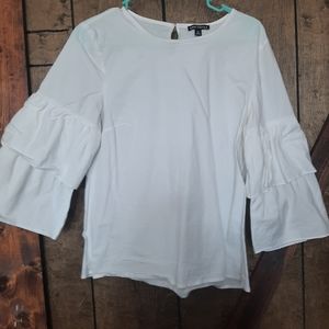 White blouse with ruffle sleeves